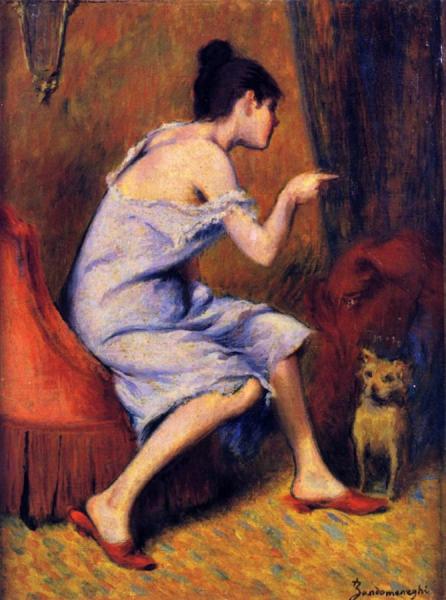 Girl And Her Dog by Federico Zandomeneghi