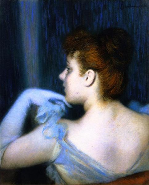 Girl In Blue From The Rear by Federico Zandomeneghi