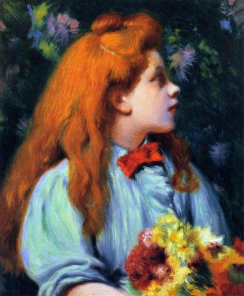 Girl With Flowers by Federico Zandomeneghi