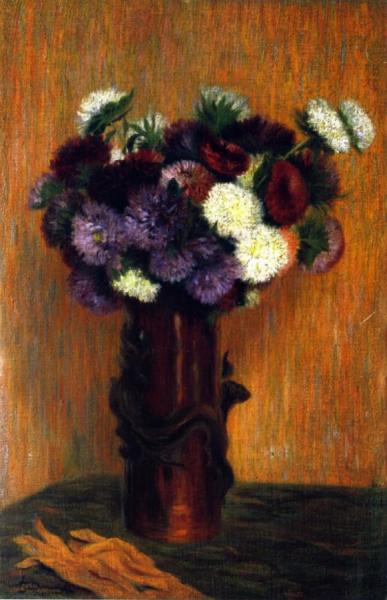 Vase Of Flowers And Gloves by Federico Zandomeneghi