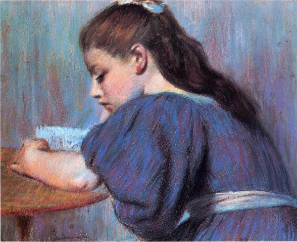 Young Girl Reading by Federico Zandomeneghi