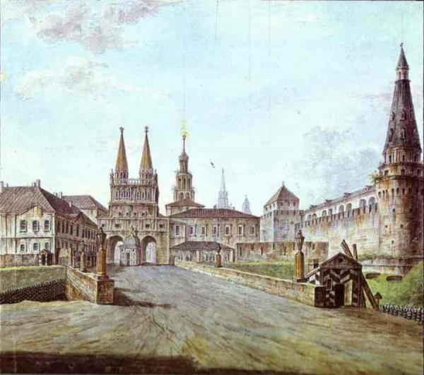 View Of Moscow Near The Iversky Gate Of The Kremlin by Fedor Yakovlevich Alekseev
