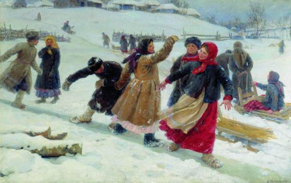 Winter Fun by Fedot Sychkov Oil Painting Reproductions