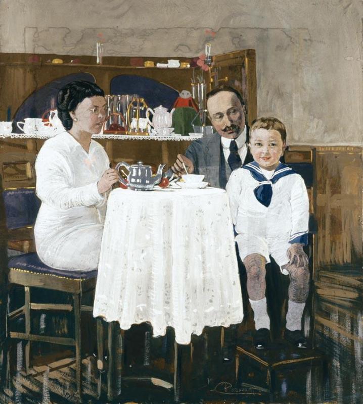 La Famiglia Consolaro Girelli O Il The, 1916 by Felice Casorati