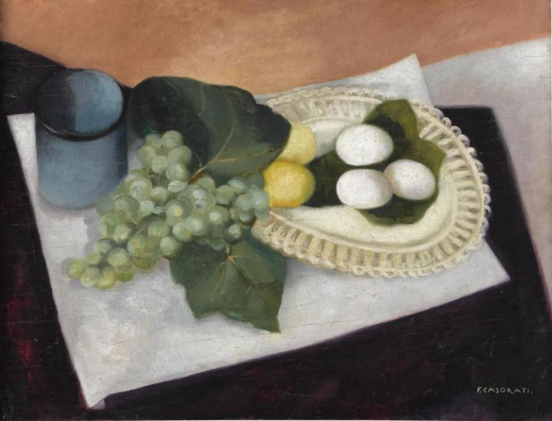 Natura Morta (uva, Limoni E Uova), 1927 by Felice Casorati