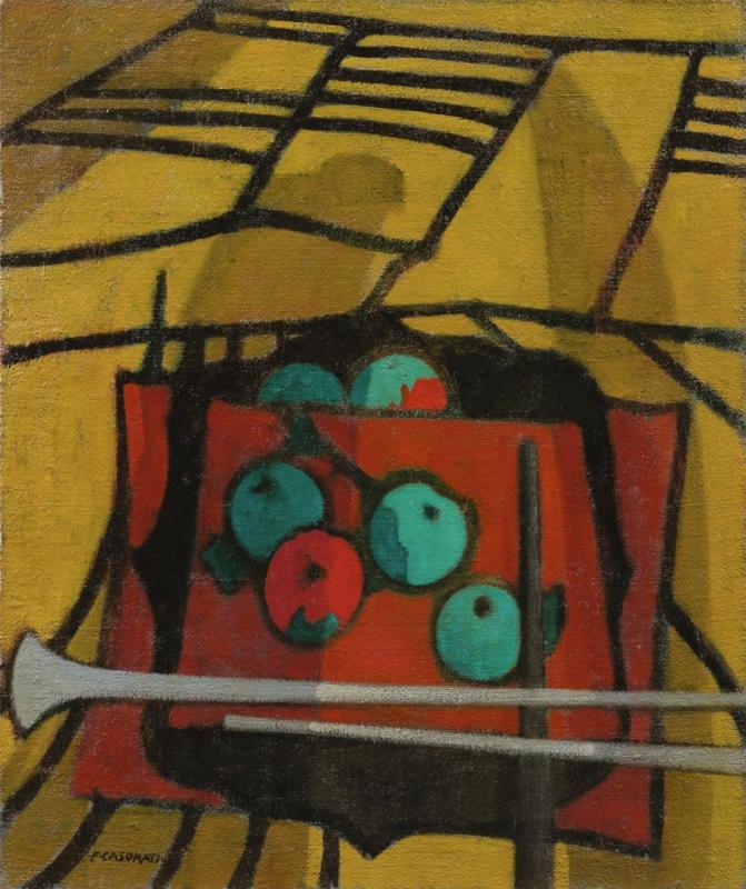 Nature Morte (pommes Et FlÛtes), 1954 by Felice Casorati