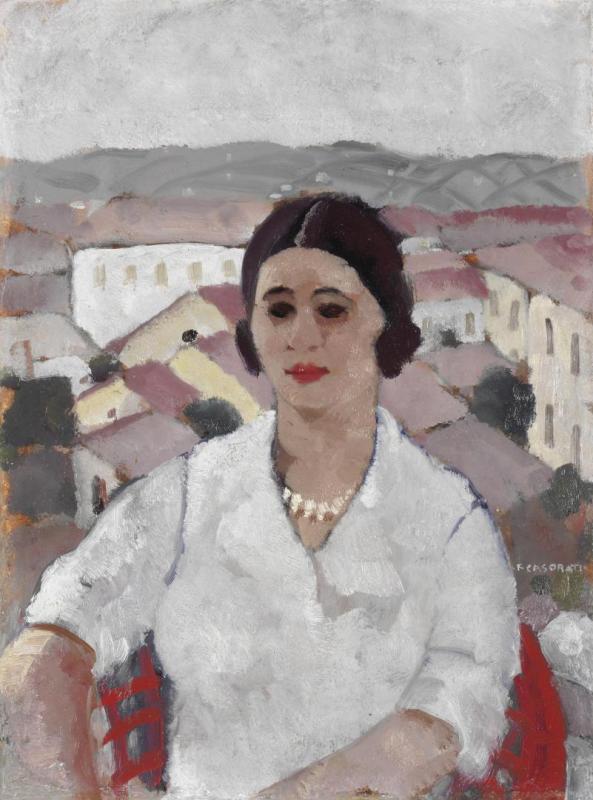 Ritratto Di Raja Con Paesaggio, 1925 by Felice Casorati
