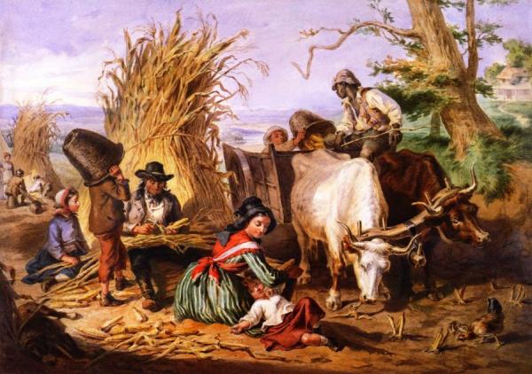 Gathering Corn In Virginia by Felix Octavius Carr Darley