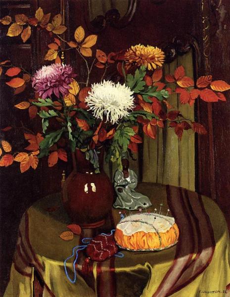 Chrysanthemums And Autumn Foliage by Felix Vallotton
