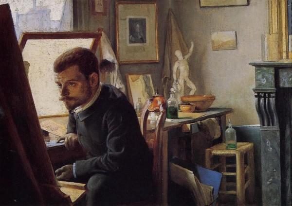 Felix Jasinski In His Printmaking Studio by Felix Vallotton