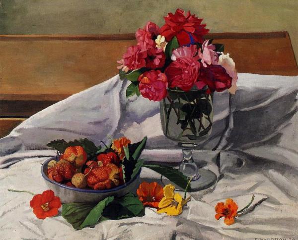 Flowers And Strawberries by Felix Vallotton