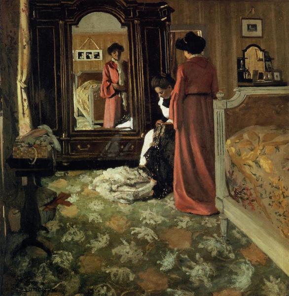 Interior, Bedroom With Two Figures by Felix Vallotton