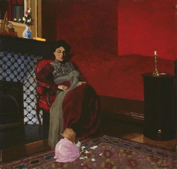 Madame Vallotton And Her Niece, Germaine Aghion by Felix Vallotton
