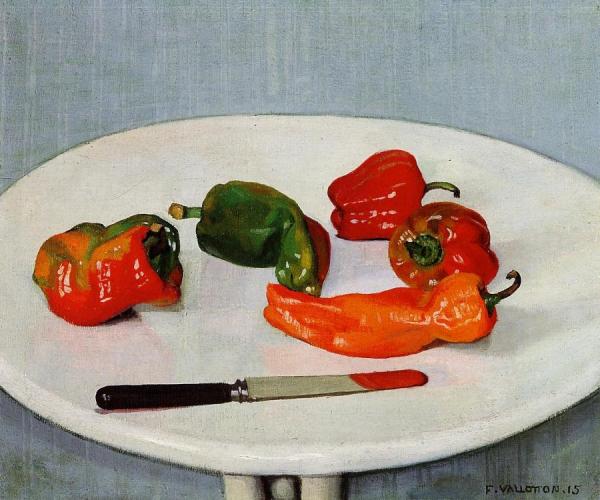 Still Life With Red Peppers On A White Lacquered Table by Felix Vallotton
