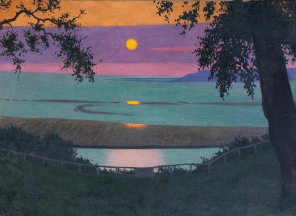 Sunset At Grace, Orange And Violet Sky by Felix Vallotton