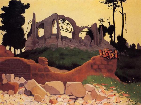 The Church Of Souain In Sihlouette by Felix Vallotton