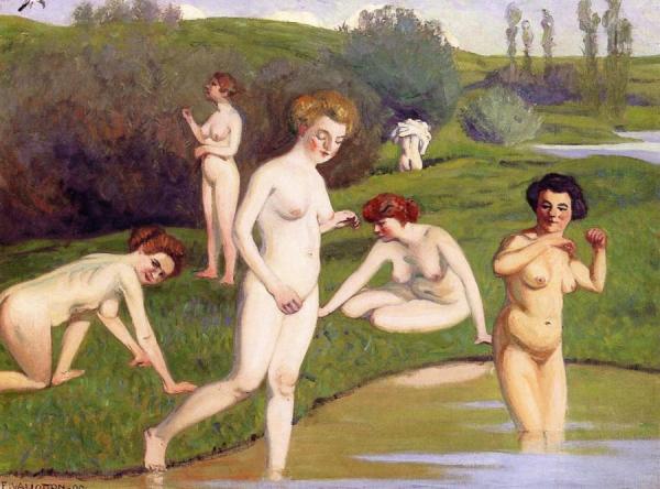 Woman Playing In A Landscape by Felix Vallotton