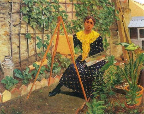 Young Girl Painting by Felix Vallotton