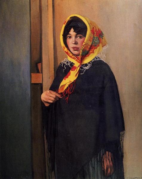 Young Woman With Yellow Scarf by Felix Vallotton