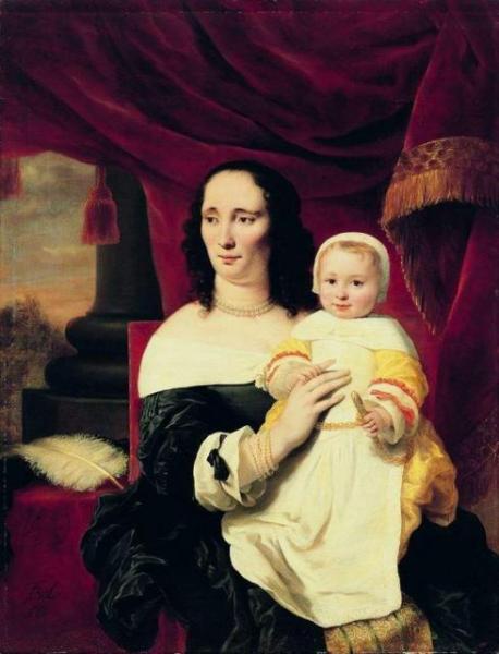 Portrait Of Johana De Geer-trip With Daughter by Ferdinand Bol