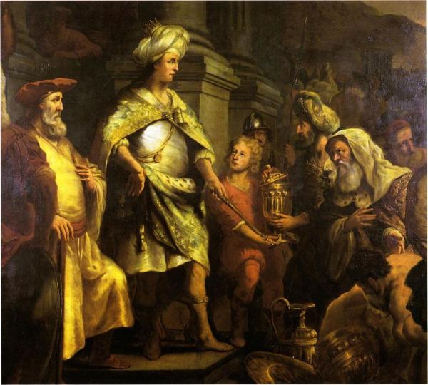 The Offerng Of Gifts For Building Salomon's Temple by Ferdinand Bol