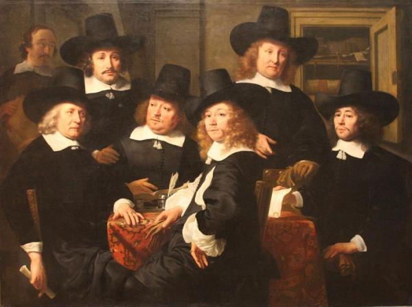 The Six Regents And The Beadle Of The Nieuwe Zijds Institute For Outdoor Relief Of The Poor by Ferdinand Bol