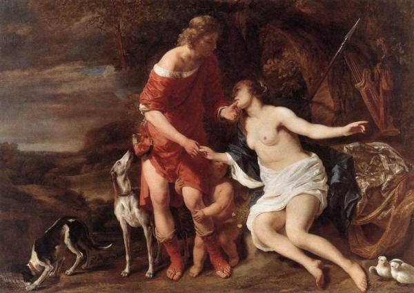Venus And Adonis by Ferdinand Bol