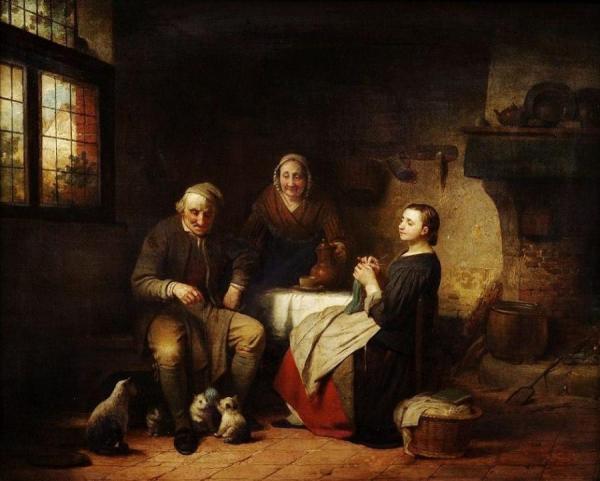 Ferdinand De Braekeleer Old Man With Kittens