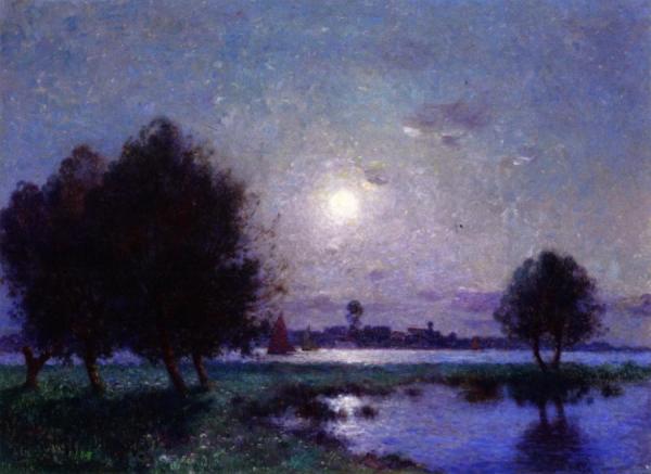 Banks Of The Loire In Moonlight by Ferdinand Du Puigaudeau
