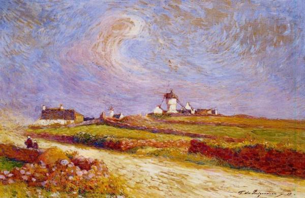 Countryside With Windmill, Near Batz by Ferdinand Du Puigaudeau