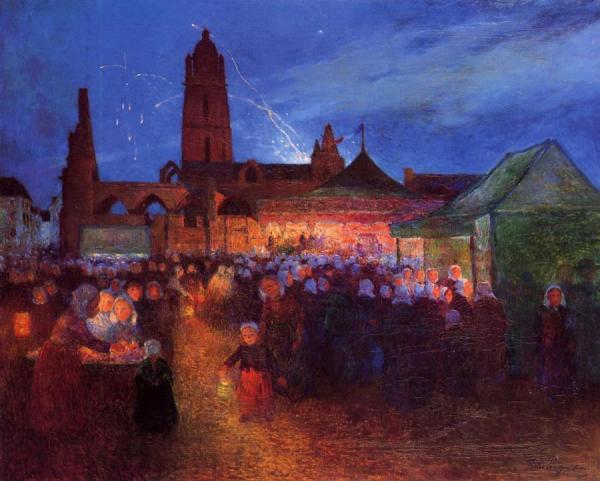 July 14th Fireworks At Bourg-de-batz by Ferdinand Du Puigaudeau