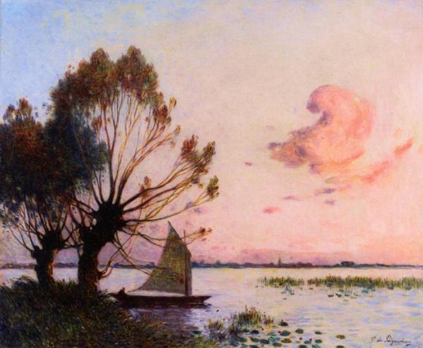 Sailboat On The Marsh Of The Grande Brière by Ferdinand Du Puigaudeau