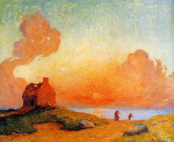 Sunset By The Sea, Brittany by Ferdinand Du Puigaudeau