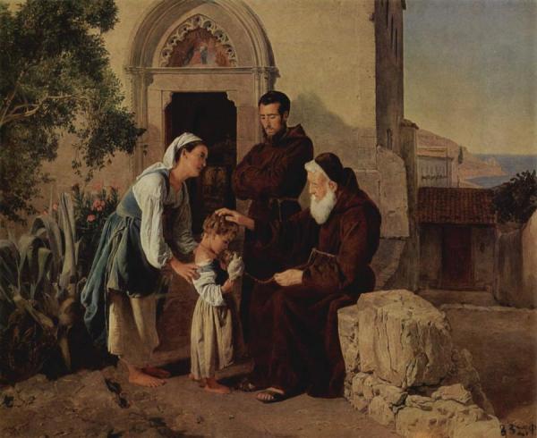 At The Monastery Gate by Ferdinand Georg Waldmuller