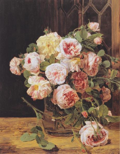 Bouquet Of Roses At The Window,1832 by Ferdinand Georg Waldmuller