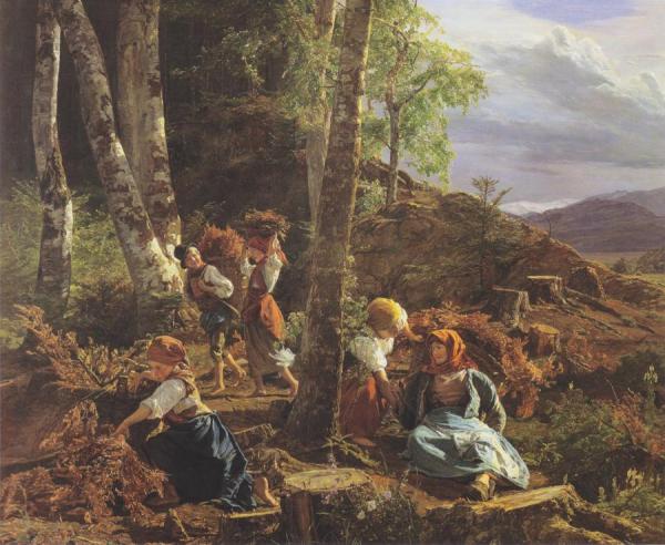 Brushwood Collectors In The Wienerwald by Ferdinand Georg Waldmuller