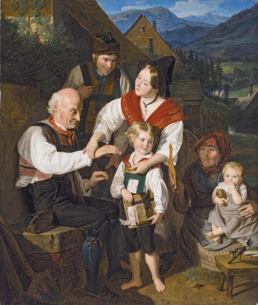 Ein Knabe, Der In Der Schule Die Fleissmedaille Erhalten Hat by Ferdinand Georg Waldmuller