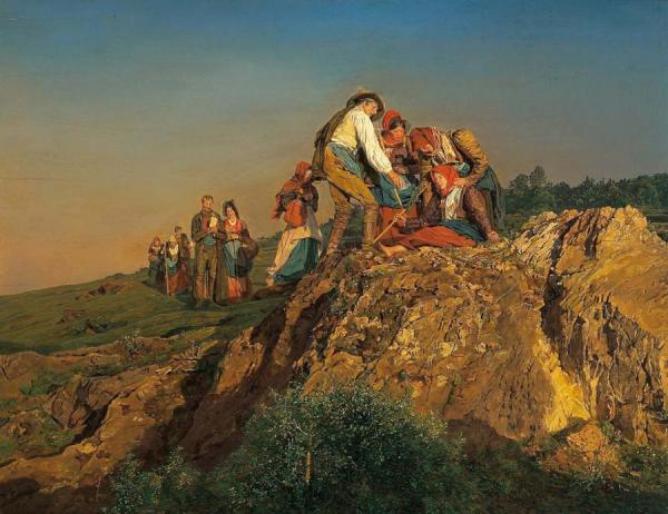 Interrupted Pilgrimage by Ferdinand Georg Waldmuller Oil Painting Reproductions