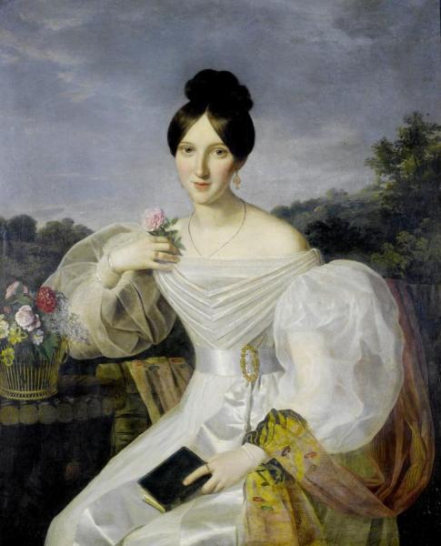 Lady In A White Dress by Ferdinand Georg Waldmuller