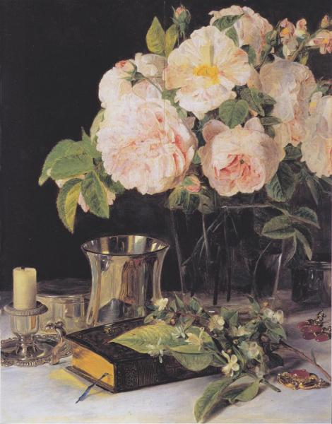Roses In Glass,1831 by Ferdinand Georg Waldmuller