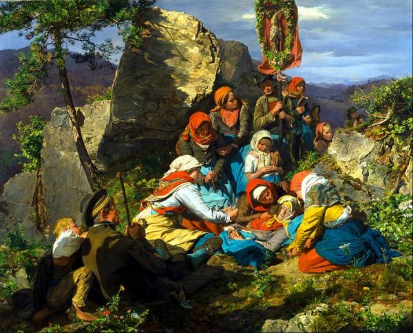 The Interrupted Pilgrimage by Ferdinand Georg Waldmuller Oil Painting Reproductions