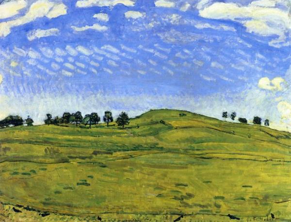 Hilly Landscape With Ravens, In The Bernese Oberland by Ferdinand Hodler