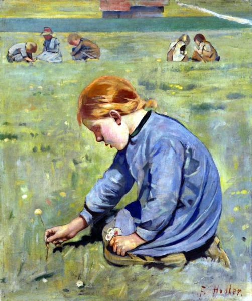 Little Girl Picking Flowers by Ferdinand Hodler