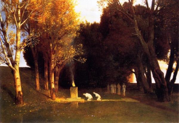 Böcklin's Tomb by Ferdinand Keller Oil Painting Reproductions