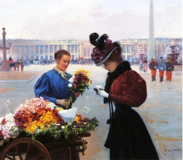 Flower Merchant, Place De La Concorde, Paris by Fernand De Launay