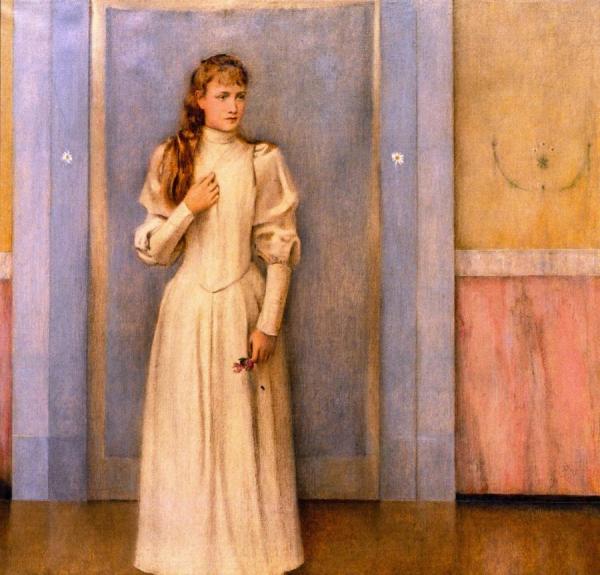 Posthumous Portrait Of Marguerite Landuyt by Fernand Khnopff