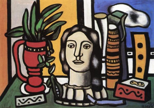 A Statuette And A Red Vase by Fernand Léger