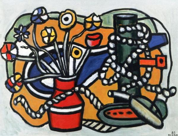 A Vase Of Red Flowers by Fernand Léger