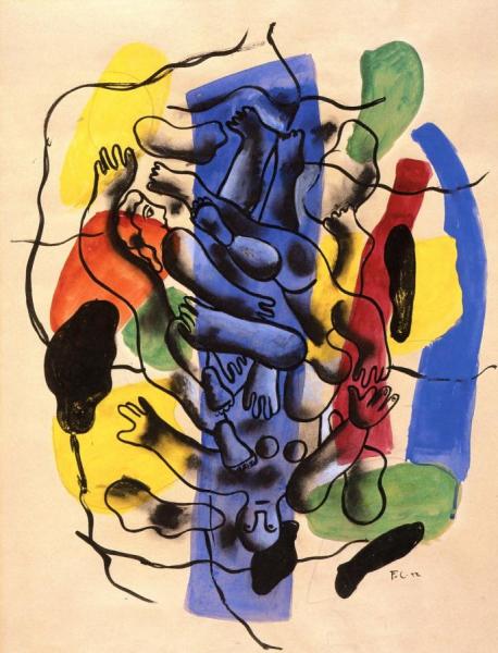 Divers With Birds by Fernand Léger