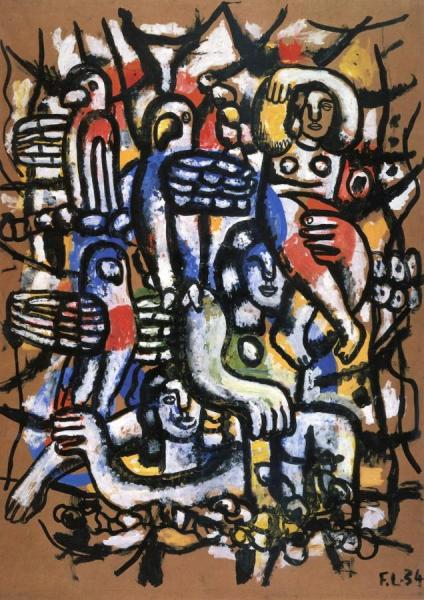 Divers With Parrots by Fernand Léger